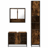 3 Piece Bathroom Furniture Set Smoked Oak Engineered Wood 3301122