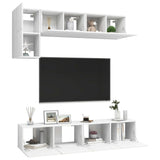 5 Piece TV Cabinet Set White Engineered Wood 3078693