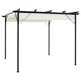 Pergola with Retractable Roof Cream White 3x3 m Steel 49325