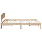 Bed Frame with Headboard Natural 140 x 190 cm Solid Pine Wood 872068