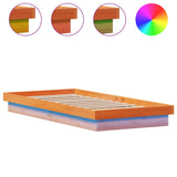LED Bed Frame without Mattress Wax Brown 100x200 cm Solid Wood 844412