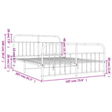 Metal Bed Frame without Mattress with Footboard White 180x200cm 352649