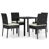 ZNTS 5 Piece Outdoor Dining Set with Cushions Poly Rattan Black 3100396