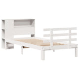ZNTS Bookcase Bed without Mattress White 100x200cm Solid Wood Pine 3322736