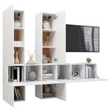 7 Piece TV Cabinet Set White Engineered Wood 3078718