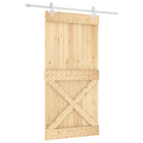 Sliding Door with Hardware Set 100x210 cm Solid Wood Pine 3203196