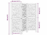 Room Divider 3 Panels Black Solid Wood Paulownia 358749