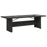 Garden Table Black PE rattan, powder-coated steel, tempered glass 365597