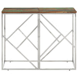 Console Table Silver Stainless Steel and Solid Wood Reclaimed 349992