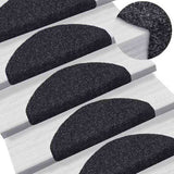 Stair Mats Self-adhesive 20 pcs 65x21x4 cm Black Half Round Large 3365645