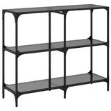 Console Table with Black Glass Top 98x30x81 cm Steel 846029