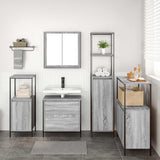 Bathroom Furniture Set with Shelf 5 pcs Grey 76.5 x 35 x 95 cm 3328372