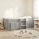 Loft Bed Frame with Cabinet 3 pcs Grey Sonoma Engineered Wood 3423371