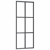 Sliding Door with Hardware Set Black 76x205 cm ESG Glass 3375844