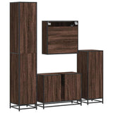 4 Piece Bathroom Furniture Set Brown Oak Engineered Wood 3301204