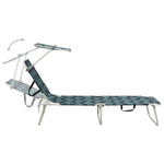 ZNTS Folding Sun Lounger with Canopy Leaf Print Aluminium 310364