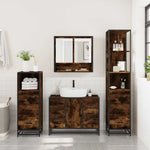 4 Piece Bathroom Furniture Set Smoked Oak Engineered Wood 3301302
