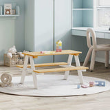 Children's Table with Benches IRUN White 90x79.5x50cm Solid Wood 42000164