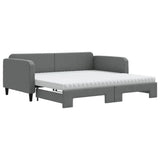 Daybed with Trundle and Mattresses Dark Grey 90x190 cm Fabric 3196888