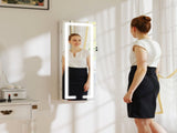 LED Mirror Jewellery Cabinet, Wall Mounted Full Length Mirror with Storage, Lockable Jewellery T3398P551781