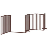 Dog Gate with Door Foldable 4 Panels Brown Oak 320 cm Poplar Wood 352235