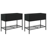 Garden Planters with Shelf 2 pcs Black 90x40x75 cm Poly Rattan 3210507