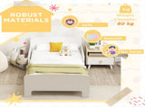 Toddler Bed, Kids Bed Frame with Safety Side Rails, Kids Bedroom Furniture for Ages 3-8 Years, White T3398P422140