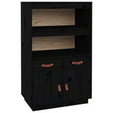 Highboard Black 67x40x108.5 cm Solid Wood Pine 820161