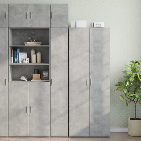 Slim Storage Cabinet Concrete Grey 30x42.5x225 cm Engineered Wood 3281262