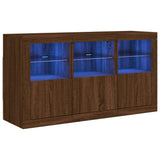 Sideboard with LED Lights Brown Oak 123x37x67 cm 3209064