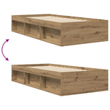 Bed Frame with Storage Artisian Oak 80 x 200 cm Engineered Wood 3429524