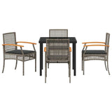 Garden Dining Set with Cushion 5 pcs Grey and Black Rattan 3380821