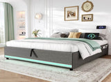 4ft6 Double Hydraulic Storage Bed, No Headboard Linen Bed Frame with APP Control LED Lights, Side N652P386117G