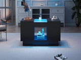 LED Coffee Table for Living Room, Modern Coffee Table with Storage with LED Lights, 2 Tiers and 2 N605P225560B