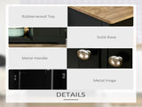 Sideboard with Rubberwood Top and Adjustable Shelves for Dining Room, Kitchen - Black T3398P378035