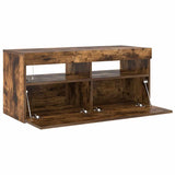 TV Cabinet with LED Lights Smoked Oak 90x35x40 cm 815675
