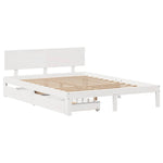 ZNTS Bed Frame with Drawers without Mattress White 150x200 cm King Size 3301987