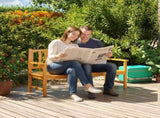 Wooden Bench with Liftable Middle Table, Outdoor Bench, Patio Loveseat for Porch, Garden, Seats 2-3 T3398P554346