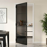 Interior Door 83 x 201.5 cm Tempered Glass and Aluminium 42054102