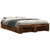 Bed Frame without Mattress Smoked Oak 135x190 cm Double Engineered Wood 3295510
