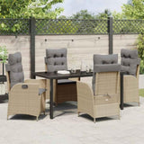 Garden Dining Set with Cushion 5 pcs Beige Poly Rattan 3380515