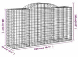 Arched Gabion Baskets 12 pcs 200x50x140/160 cm Galvanised Iron 3146372