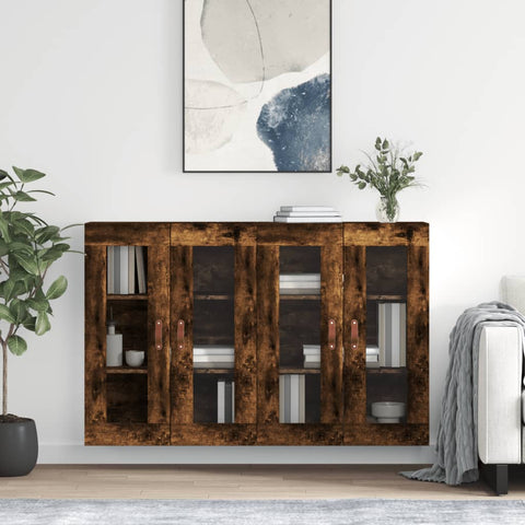 Wall Mounted Cabinets 2 pcs Smoked Oak Engineered Wood 3197918