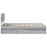 Bed Frame Grey Sonoma 135 x 190 cm Solid Pine Wood 3412092