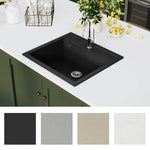 ZNTS Granite Kitchen Sink Single Basin Black 142954