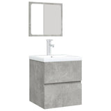 Bathroom Sink Cabinet with Basin and Mirror Concrete Grey 3114174