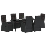 Garden Dining Set with Cushion 7 pcs Black Poly Rattan 3379525