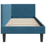 Corner Bed Frame with Headboard Blue 80 x 200 cm Velvet 42016327