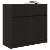 Sideboard with Drawer Black Oak 80x34x76 cm Engineered Wood 861536