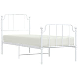 Metal Bed Frame without Mattress with Footboard White 75x190cm 373944